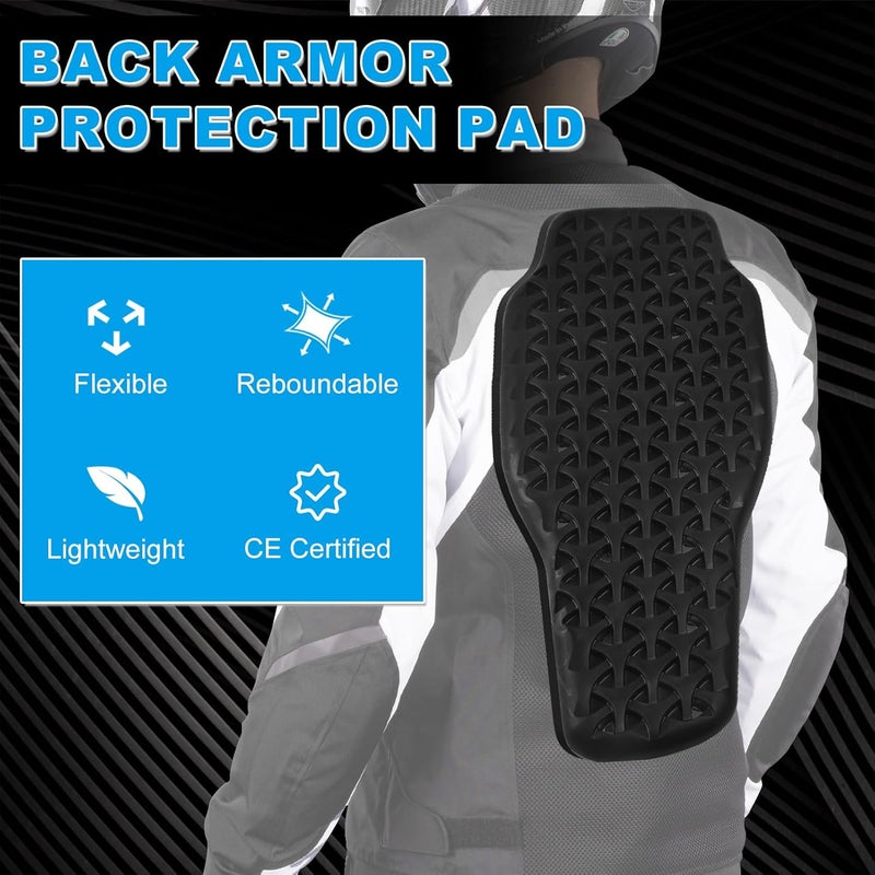 Lyndwin Universal Motorcycle Back Protector Insert, CE Level 2 Armor Insert Pads Set of 5pcs Level 1 Back Armor Protection Pad and Elbow and Shoulder Pads for Motorcycle Jacket, Black - Image 4